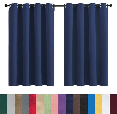 GAIFNAG Cortinas Opacas Cortinas Termicas 180 x 260 cm Frio y Calor Opacas 100%, Termicas Aislantes Frio y Calor Ventana Visillos Salon, Cortina Acustico para Decoración de Bodas, Azul Oscuro
