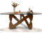 GESEILAY Couchtisch Glas Holz Dreieckiger Wohnzimmertisch Modern Couchtische Wohnzimmer Tisch couchtisch Braun Glas Ausgefallene Kaffeetisch für Wohnzimmer (Walnut-Brown, 82)