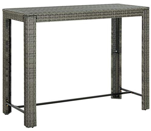 Jiangboyue-45878 Table de bar de jardin en polyrotin Gris 140,5 x 60,5 x 110,5 cm