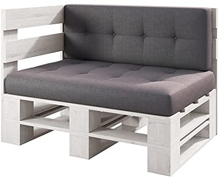 Lermowood Palettenmöbel Mp Eckbank 100 x 80 x 30 cm Weiß | Europaletten Indoor und Outdoor Lounge Gartenmöbel Holz Gartenmöbel Set Lounge Möbel Terrasse Balkon Loft Stil Paletten