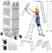 Sonnewelt Mehrzweckleiter 4x3 Stufen,Alu Leiter mit 2 plattform 3.6M,Multifunktionsleiter Sprossenleiter bis 150 kg,Gelenkleiter,Trittleiter,Klappleiter 12 Stufen,Haushaltsleiter Silber