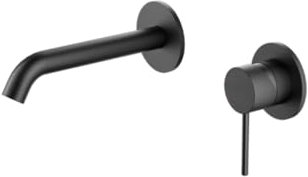 DILECI - Robinet Thermostatique à Bec Encastré Noir Mat pour Salle de Bain – Mitigeur Lavabo Design Contemporain, Température Constante et Sécurisée – Robinet Moderne et Épuré pour Salle de Bain