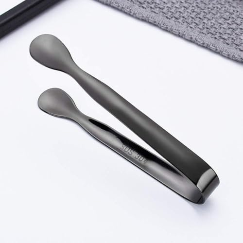 Black Ice Tongs Sugar Cubes Tongs Stainless Steel Mini Serving Tongs with Smooth Edge for Appetizers,Tea Party, Coffee Bar, Desserts, Cooking Tongs, Kitchen Utensils