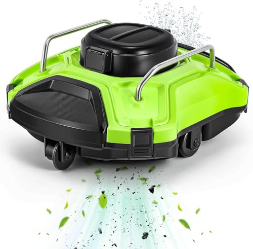 Robotic Pool Cleaner, Pool Vacuum Cleaner Robot, Cordless Pool Vacuum for Above Ground Pool Self, 25° Climbing, 120Mins Running Time, 550 Sq.Ft, Self-Parking green