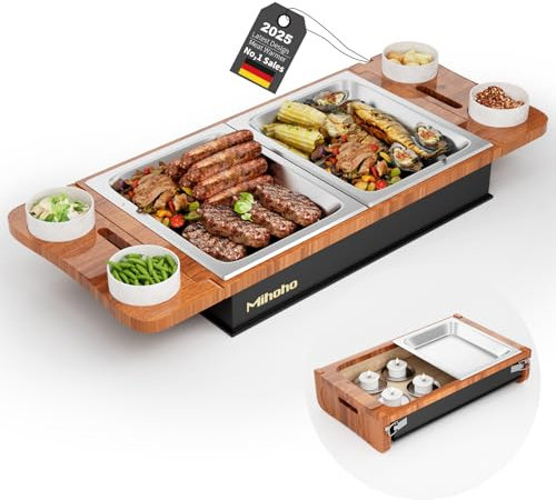 Fleischwarmhalter fürs Grillen, BBQ Board zum Warmhalten, Grillgut Stövchen mit BBQ-Design, Warmhaltebehälter Grillgut mit Kerzen, Speisenwärmer, Warmhaltebox Grillparty (Holzfarbe B)