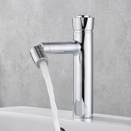 Bathroom Basin Faucet 360 Rotation Thermostat Water Tap Chrome/Black Press Switch Constant Temperature Mixer(Style 2 Chrome)