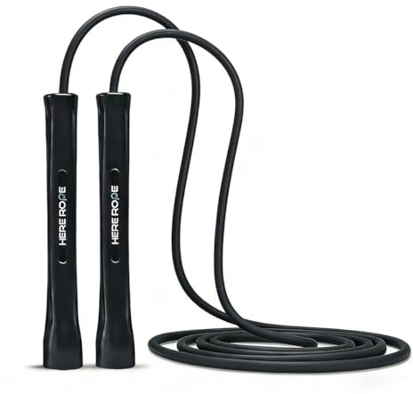 HEREROPE Justerbart hopprep – 5 mm PVC-hopprep med okrossbara handtag, böjs inte, inkluderar 1 ersättningsrep för träning inomhus och utomhus för fitness