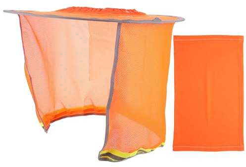 Angoily Parasol para Casco Protector de ala Completa Visera de Sombrero de Protección y Protector de Cuello para Sombra de Casco en Decoracion Verano, Diseño Transpirable y Malla Naranja