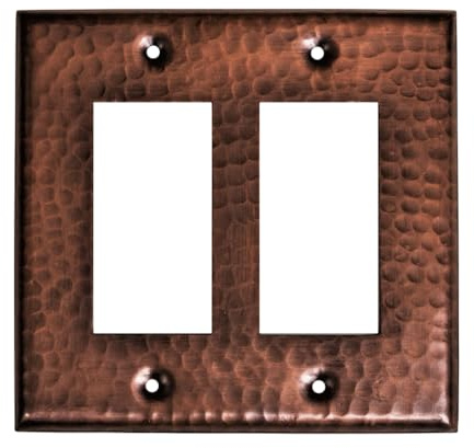 Monarch Abode Rocker Light Switch Cover Plate – 2-Gang Pure Copper Decorator Wall Plates, Hand Hammered Decorative Outlet Covers Wall Plates for Receptacle, GFCI Electric Outlet Cover, Pack of 1