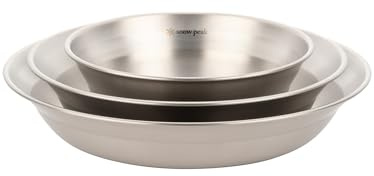 Snow Peak Stainless Steel Tableware Set, Lightweight durable 4-piece dining set for home, camping & outdoors