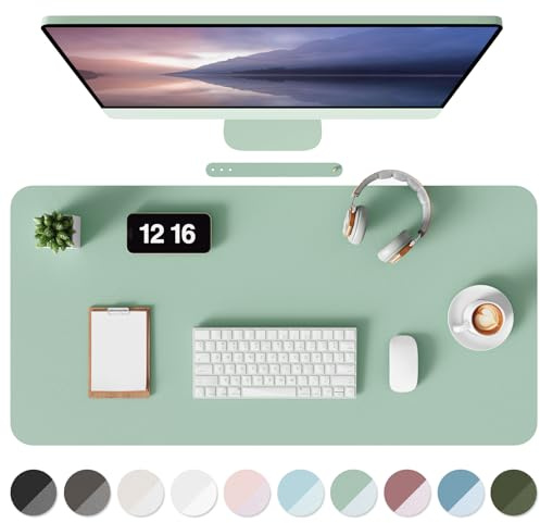 MOLMO Non-Slip Desk Mat, Waterproof Desk Pad Table Protector, Easy Clean Laptop Mat Large Mouse Pad Leather Writing Mat with Suede for Office /Home/Decor (Light Green, 60 x 35 cm)