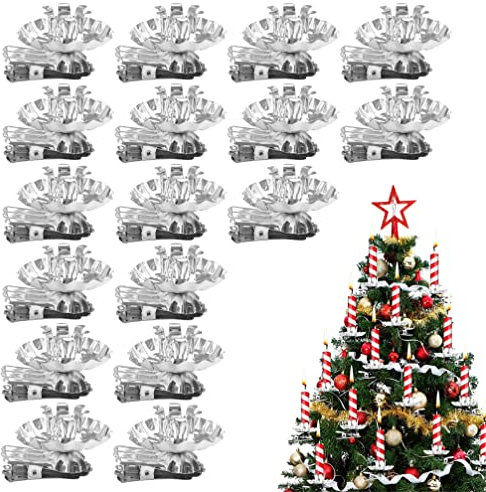 Candlestick Holders Clips 36pcs Christmas Tree Candle Holder Clips Metal Clip On Candle Holders Candlestick Holders for Wedding Xmas Winter Holiday Birthday Party Decors Silver