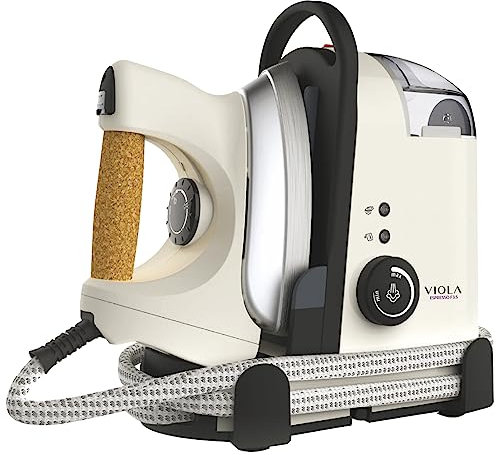 VIOLA Espresso Ferro da Stiro a Vapore con Caldaia in Acciaio da 3,5 Bar, Stira a Secco, Stiratura Verticale, Design italiano Brevettato, Ferro Professionale, Stirare Facile, Compatto, Stirella Beige