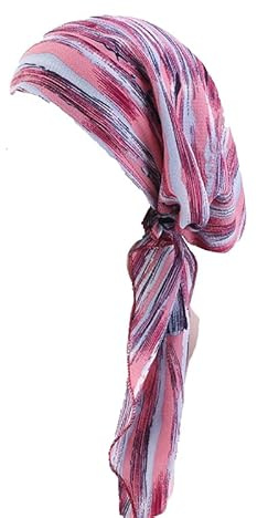 Pañuelo de quimioterapia para mujer, pañuelo para la cabeza, envolturas para la cabeza, alopecia, bandana, cubierta para la cabeza, Raya Rosada, talla única