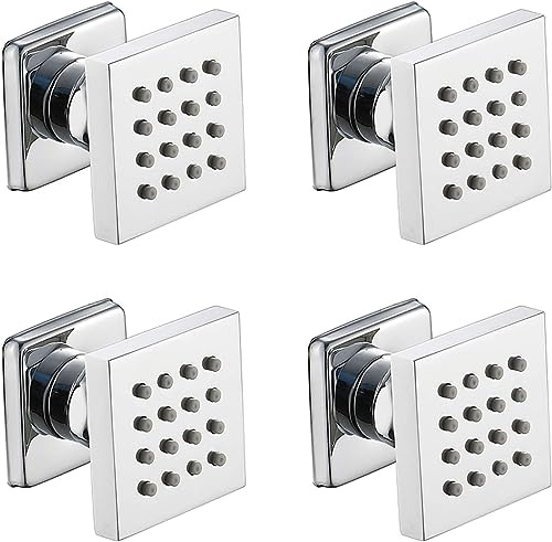 SXLSZ 4 Pcs Seitenbrausen Dusche 2 Zoll Massagedüse Messing Seitenbrause Brause Einstellbar Seitenbrause Dusche Wandbrause Wanddüse Regenbrause Shower Dusche Jet,Chrome