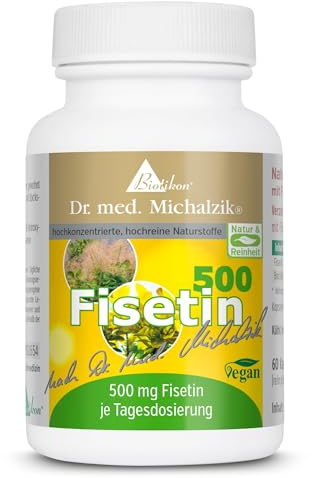 Biotikon Fisetin 500 Dr. med. Michalzik - je Tagesempfehlung Fisetin [500 mg] - optimale Bioverfügbarkeit durch Bockshornkleesamen - ohne Zusatzstoffe