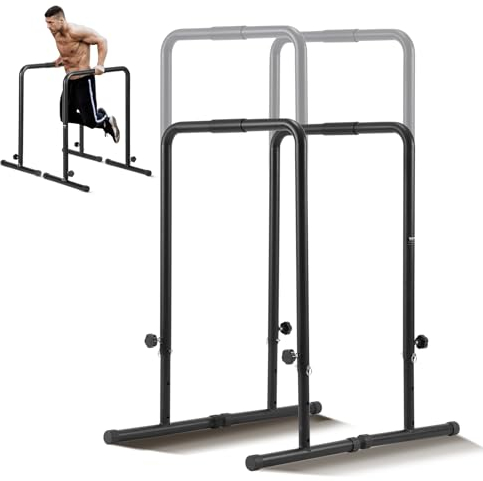 VEVOR Dip-Stangen Dip-Ständer-Station mit Einstellbarer Höhe, 200 kg Fitness-Workout-Dip-Stangen-Station, Stabilisator, Parallette-Liegestützständer, Parallelbarren Krafttraining im Heim-Fitnessstudio