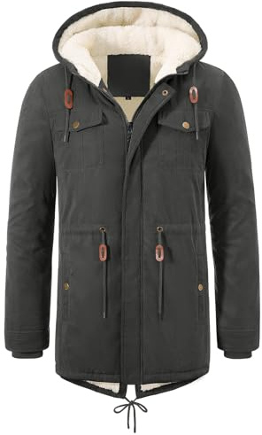 UMIPUBO Parka Abrigo Hombre Invierno Cremallera Chaqueta con Capuche Warm Forro Polar Parkas para Hombre Abrigo a Prueba de Viento