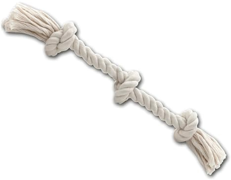JACK AND VANILLA, Corde à mâcher en Jute Naturel pour Chiens, Design à Trois nœuds, légère et Durable, idéale pour Le Jeu et la santé Dentaire, 38 cm, Couleur Naturelle, Modèle Revive Toys