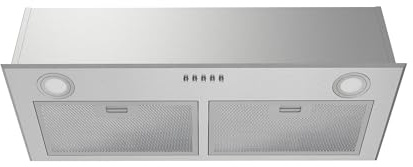 FIREGAS Range Hood 28 Inch, Built-in Stainless Steel Kitchen Vent Hood with 450 CFM, 3 Speed Exhaust Fan, 2 LED Lights & Button Control, Ducted/Ductless Convertible