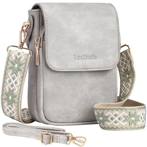 Leathario Cross Body Bag Women, RFID Blocking Phone Bags with Top Handle & Extra Strap, Vegan Leather Handbag and Shoulder Bag