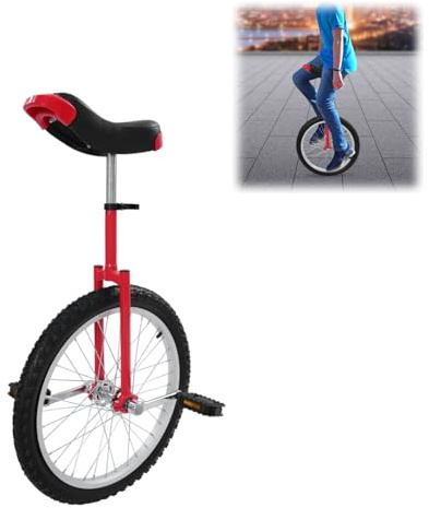 HUOMMGS enhjuling 20 tums balansträningcykel för 1,55–1,75 m barn och vuxna justerbar höjd enhjuling med ergonomisk sadel uppgradering hjul för nybörjare och proffs unisex (röd)