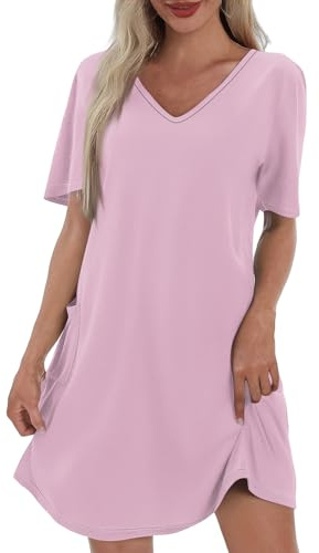 Vestido De Manga Corta para Mujer - Vestidos Verano Informal Dresses Clásico Vestidos Playa Mujer Moda Fiesta Ropa Ajuste Holgado Playero Primavera Vestido 2026 Rosa S