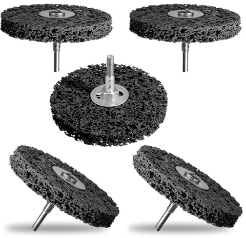 Kizaten Disco CSD 100 mm,Juego de 5 Discos de Limpieza para Amoladora Angular,Disques de Nettoyage Épais pour Enlever Rouille,Peinture,Oxydation et Résidus de Soudure sur Métal et Bois,Noir