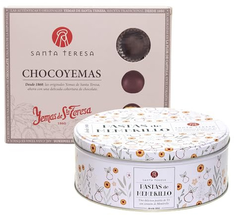Santa Teresa - Pack Gourmet Detalle Especial - Caja De Chocoyemas Y Lata De Pastas De Membrillo - Elaboradas De Forma Artesanal Con Ingredientes Naturales, Sin Aditivos Ni Conservantes - 740 Gr