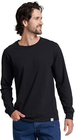 Russell Athletic Mens Cotton Performance Long Sleeve T-Shirts T Shirt, Black, Large US