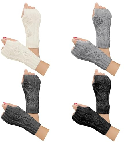 Justay Winter Fingerless Gloves for Women, Thumbhole Arm Warmers Mittens