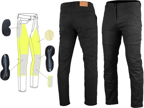 Bikers Gear Australia Jeans da moto moderni stile chino foderati in kevlar con protezione CE 1621-1, nero (30R)
