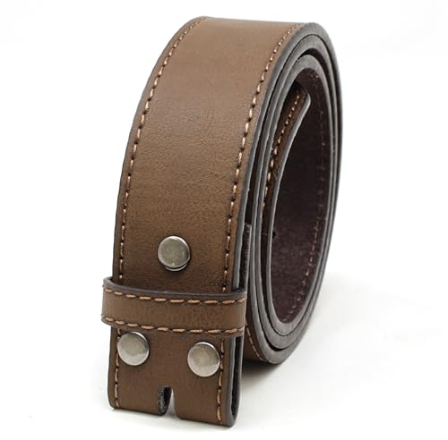 BC Belts Leather Belt Strap with Vintage Distressed Texture 1.5 Wide with Snaps (Dark Brown-L)