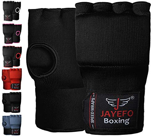 Jayefo Boxing Wraps Inner Gloves - Gel Padded Elastic Hand Wraps for MMA, Martial Arts Training, Quick Boxing Wraps and Bandages for Men & Women | Wrist Wrap Protector Handwraps Kuckle Pair (S/M)