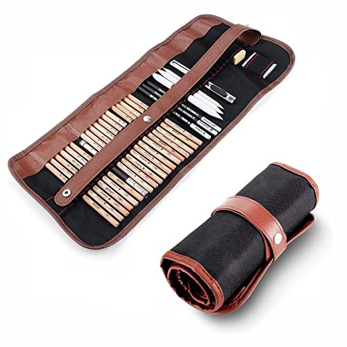 Madeki Skizzen Zeichnen Bleistift Set, 29 Stück Zeichenset und Zeichnen Art Tool Kit, Inbegriffen Graphit Skizze stifte Bleistifte, Kohlestifte Papierstifte und Extender