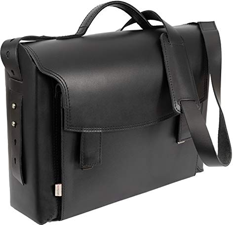 Jahn-Tasche - Luxus Aktentasche/Lehrertasche für Damen Größe L aus Leder, Schwarz, Blau gefüttert, Modell 609