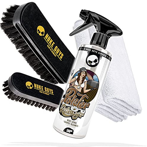 Nuke Guys Leder- und Textilreinigungs Set - Polsterreiniger 500ml + 2x Reinigungsbürste + 2x Mikrofasertuch - ideal für Autositze, Polster, Alcantara, Leder, Teppiche, Stoffsitze, Couch, Schuhe