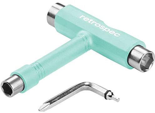 Retrospec Upkeep Skateboard Multi-Tool with Allen Wrench & Phillips Head Screwdriver - Compact Maintenance Kit for Skateboards & Roller Skates - Adjusts Wheels & Trucks