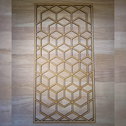 Cubist Art Deco Pattern Screen Radiator Cabinet wall Decorative Screening-grille- Perforated MDF panel (600x300mm) 0089 (6mm thick MDF)