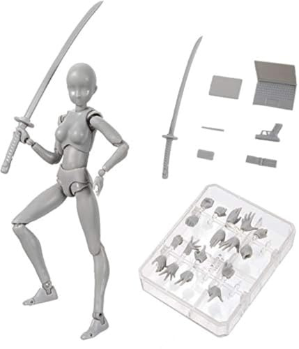 AXXHOTHO Action Figures Body-Kun DX & Body-Chan DX PVC Figuarts per S H Figuarts con scatola per artisti (grigio, femmina), Weiblich, OU2-33-1