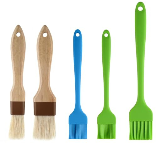 MUNSKT 5PCS Pennello da Cucina in Silicone,Pennello Cucina, Pennelli per Pasticceria, Utensile da Cucina in Silicone, per Forno, Arrosti, Torte, Pane
