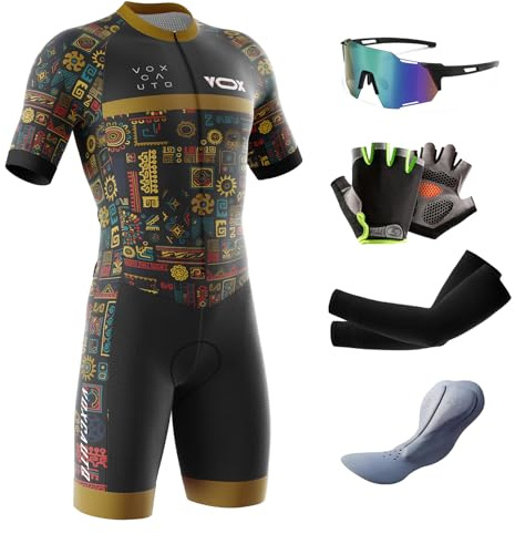 Combinaison de Cyclisme pour Homme -Triathlon Tri Costume - Combinaison de Triathlon à Manches Courtes pour entraînement à vélo, Course à Pied,Natation (Typ-12,L)