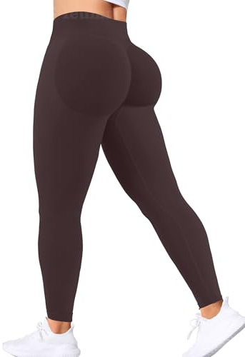 Ieumaz Scrunch Butt Lifting Leggings for Women Gym Seamless Workout Leggings Mid Low Waist Tummy Control Yoga Pants Chocolate