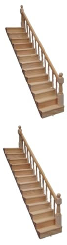Alasum 2stücke Miniatur Holztreppe Mit Handlauf Für Puppenhaus Rechte Armlehne Zubehör Für Miniaturmöbel Und Dekoration Für Kreative Bastelprojekte