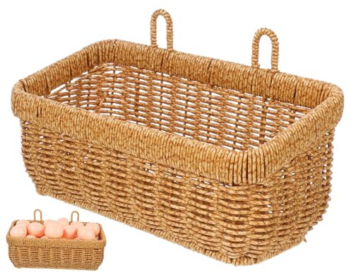 Garneck Fruits Basket Rattan Wall Basket Wall Woven Storage Large Storage Fruit Mounted Rattan Fruit Door Wicker Organizer Plant Fruits -usable