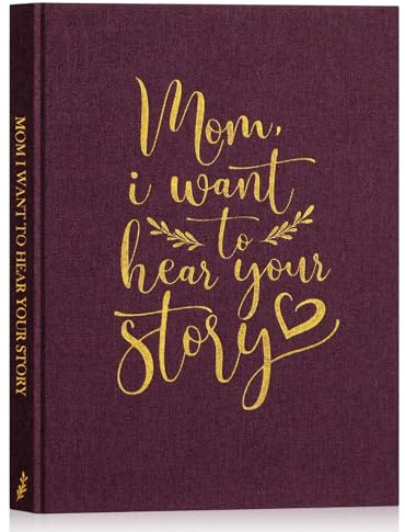 Lanpn Mom Life Story guidad dagbok med 270+ meddelanden, linne inbunden mor berättelse bok minne minne dagbok att fylla i, mors dag födelsedag julklapp till mamma, lila
