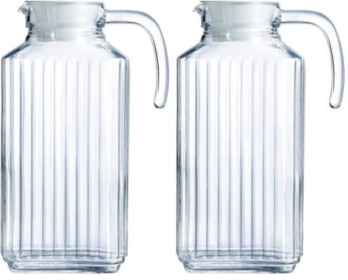 Luminarc Arcoroc Quadro Réfrigérateur pichet avec couvercle en plastique blanc 1,7l, 1 Pichet (Lot de 2)