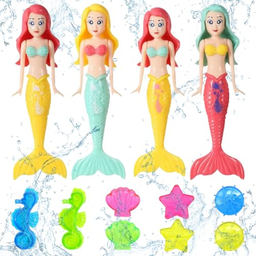 DOKRIN Giochi da immersione sott'acqua,12 pezzi di giocattoli da immersione a forma di cavalluccio marino, conchiglia e gemma