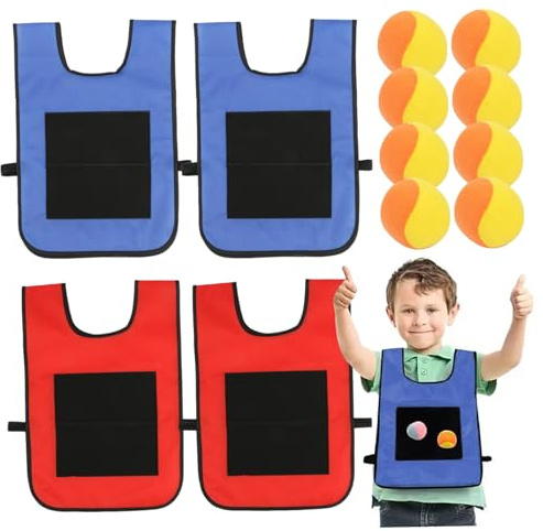 NIDONE 4 Set Dodgeball Balls avec 8 balles Sportives et 4 Jeux de Balle de Gilet à Balle coll