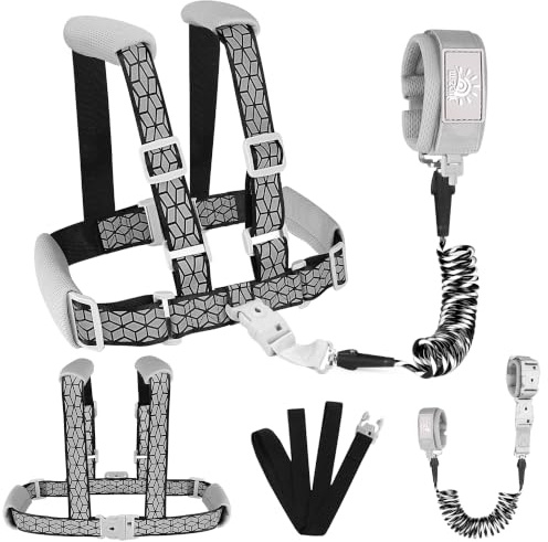 WSZCML 4 in 1 Toddler Reins,Baby Safety Harness Leash with Lock,6.5ft Black